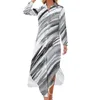 Casual jurken Black Tie Dye Print Chiffon Dress White Spiral Elegant Stijlvolle vrouwelijke sexy aangepaste kleding groot maat