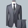 2024 Boutique Herr Fashion Business Blazer Vest Trousers Gentlemans Wedding Casual Professional Formal Suit 3 Piece S-5XL 240423