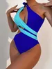 Женские купальники Сексуальная лоскутная одежда GRN One Piece Swimsuit 2023 Женщины одно плечо Полово выпуск для борьбы с животом Летний купальный костюм Trikini Y240429