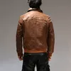 Veste en cuir rouge marron pour hommes vestes de moto