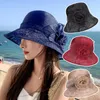 Bérets 1pc Fashion Elegant Floral Bucket Chapeaux pour femmes Brim Brim Summer Sun Protection Cap Bridal Hat ACCESSOIRES