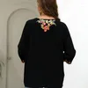 Women's Blouses Eaeovni Boho Embroidered Tops 3/4 Sleeve Mexican Peasant Shirts Bohemian Loose Tunic