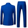 Royal Blue Mens Tuxedo 2 Piece Wedding Party Formal Tuxedo Coat and Pants Big Size Costume Homme Black Grey Red S-5XL 6XL 240423
