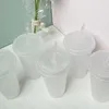 Tumblers 5pcs Bottle d'acqua con cannuccia coperchio 500 ml/700 ml tazza di succo trasparente PP PP StrawWare
