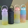 3pcs establecido botella de agua deportiva gradiente portátil de plástico taza de agua de plástico grande taza de paja jarras de gimnasio de viaje al aire libre 240422