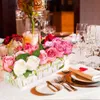 Vasaje rectangular de flores acrílicos transparentes para la mesa de comedor Decoración de la boda Caja de regalo de rosa con jarrones florales ligeros Decoración del hogar 240429