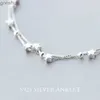 Fußkettchen Modian neuer Doppelschicht Perlenstern Halskette Womens Authentic 925 Sterling Silber Fashion Foot Chain Exquisite Schmuck Geschenk WX
