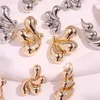 Boucles d'oreilles étalon Huanzhi Géométrique Drop chute de fleur de fleur d'oreille Gold Couleur de grande fête vintage bijoux quotidien pour les femmes 2024 tendance