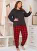 Abbigliamento per il sonno femminile Plus XL-5xl Womens Fall Pigias Set Long Slve T-shirt e Controlla pantaloni Slp abbiglia