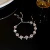 Chaîne New Fashion Sweet Pink Love Heart Zircon Silver Color Bracelets for Women Exquis
