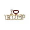 Pimler Broşlar Trump Crystal Rhinestones Benzersiz Tasarım Mektubu Kırmızı Kalp I Love Sözleri Pin Kadın Kızlar Elbise Takı Damlası Teslimat Dh9dh