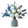 Fleurs décoratives arrangement de vase de fleurs artificiels bouquet mini hydratgea intérieur décoration céramique délicat de la fête de mariage