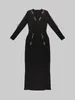 Casual Dresses Women Summer Luxury Sexy Sequined Long Sleeve Cotton Black Maxi Gowns Dress Elegant Celebrity Evening Party Club