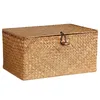 Handgefertigter Seegrasgewebte Aufbewahrungsbox Seetang -Finish Korb mit Sonnenbrand Cosmetic Handtuchbehälter 240415