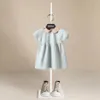 Sommerkleid Baby Mädchen Baumwolle Blumenkragen gestreifter Freizeitkleidung weich und bequem für Kleinkindkinder Kinder 1 bis 7 Jahre 240511