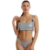 Dames badmode 2024 Nieuwe sexy reflecterend zwempak nachtclub strand buiten laser split zwempak snap on bikini