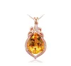 Citrine Pendant Drop Shape 18k Rose Gold Plated Yellow Diamond Pendant Colorful Jewelry Necklace3299497