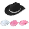 Berets Western Filt Cowgirl Hat met pailletten Brim Wedding Party voor volwassen casual