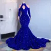 Królewskie niebieskie cekiny w dużych rozmiarach sukienki na bal