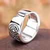Cluster anneaux Bocai S925 Bijoux en argent Retro Retro Buddhist Wheel Match Ajustement des cadeaux de mode pour hommes et femmes