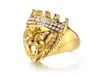 Gold Color Classic 316L Stal nierdzewna mężczyźni Punk Hip Hop Pierścień Cool Lion Head Bande Gold Ring Jewelry9834917