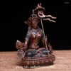 Dekorativa figurer Tibet Buddhism White Paraply Gdugs Kar Kwan-Yin Buddha Bronze Statue 21.5cm