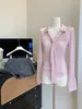 Дизайн Pure Desire Satin Silk гладкий рубашка с длинным рукавом женский галстук универсальная синяя розовая мода 240426