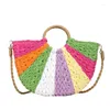 Cordon 2024 sac à main de paille d'été mode coloré à tisser-mèches pour les sacs fourre-tout pour les femmes bohémie plage décontractée sac décontracté