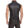 남자 탱크 탑 남자 최고 일반 민소매 단단한 티셔츠 안지 셔츠 조끼 1pc 블랙 블라우스 클럽웨어 칼라 드 패션