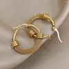 Hoop -Ohrringe Dodohao klobig Edelstahl Round Kreis für Frauen dicke geometrische Huggie Rock Punk Gold Farbe Juwely