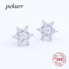 Boucles d'oreilles PEKURR 925 SERRING SIGH SNOWFLAKE HEXAGON NORTH STAR pour les femmes Accessoires Crystal Brincos Fashion Jewelry