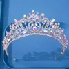 Tiaras Luxe Ab Crystal Flower Tiara Crown For Women Wedding Party Gift Girls Queen Bridal Bruid Water Drop Crown Hair Sieraden