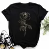 Koszulka damska Plus size Maycaur Nowy mody Gold Rose Print Women T-shirt Harajuku krótkie rękawowe T-shirt swobodne O-Neck Top Black T-Shirtl24029