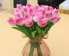 10pcslot pu mini Tulip Flower Real Touch Wedding Flower Bouquet Artificial Silk Flowers for Home Party Decoration Zile5328086