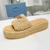 New Luxury Famous Designer Sandals Women Crochet weaving Thick bottom Platform Slides OG padded Slippers Sliders Womens Summer Beach Shoes Outdoor Sandal Size 35-41