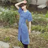Robes de fête Robe de jean rétro pour les femmes 2024 Spring and Summer Lace-up Temperment Temperment Sincall