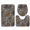 Modèle de léopard de mode 3pcs Baignoire tapis toilettes de salle de bain tapis de toilette Flanelle non glissière décor de salle de bain faux animal de fourrure de fourrure de fourrure de fourrure 216804129