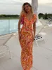 Fashion Floral Stampa Slip Maxi Dresses Women Sexy Sleeveless Long Dress Female Cavalna Out Beach Holiday Party 240410