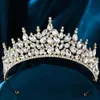 Tiaras Fashion Elegant White Crystal Tiara Crown Wedding Hair Bijoux Bride Bride Luxury Queen Girls Couronne Accessoires