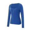 Magliette da donna magliette blu vintage t-shirt primaverili per pulllouver a autunno slim