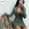 Casual Dresses PULABO Fashion Women Spring Zip Up Sweater Ladies Bodycon Long Sleeve Knitted Sweaters Slim Mini Warm Clothes Female Robe