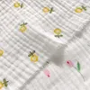 Towels Robes 0.5/1/2 size double-layer crepe soft fabric 100% pure cotton high-quality soft fresh plant print DIY towel clothing childrens pajamasL2404