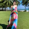 Basic Casual Kleider Designer -Kleid Sommerfarbe Palette Regenbogen Süßigkeiten Camisole Kleid für Frauen mit modernem Temperament, schlanker Fit, Schlanker und langes Faltenkleid im Stil