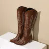 Boots Blxqpyt Cowboy Leather Femmes Chaussures hiver