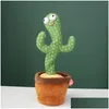 Elektroniczne pluszowe zabawki zabawne taniec kaktus może śpiewać czarujące kwiaty, skręcanie gadania śmieszne dziecięce upuszczenie prezentów dostawy nadziewane zwierzę otlih