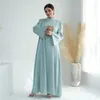 Ethnische Kleidung muslimische Mode Frauen Islamische Satinkleid Hijab Arabisch saudische Perlen Abaya Dubai Luxus Türkei Eid Mubarak Sommer Türkisch