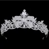 Tiaras Elegant Luxury Silver Color Drop Drop Crystal Crown Tiara for Women Wedding Party Bridal Pearl Crown Hair Bijoux