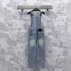 Kvinnors jumpsuits Rompers Designer Brand New M Family High Seting American Style Versatile Slim Straight Tube Loose Denim Backstrap Long Pants for Women