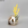 Vase en verre brun transparent Creative Marble Base Fleurs Pots de bureau Décoration Arrangement floral Vases florales Décor de maison moderne 240430