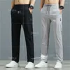 Herrbyxor Ice Silk Casual Loose Slim Straight Trendy All-Matching Sports Trousers